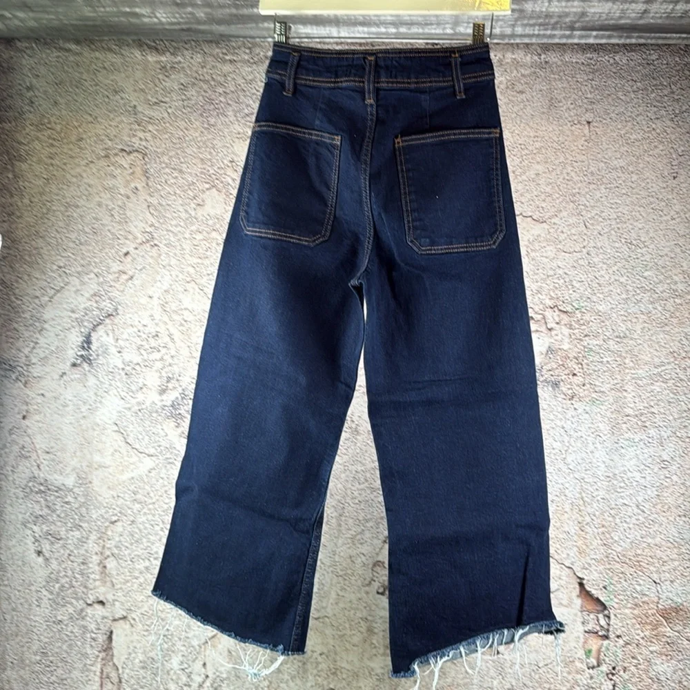 Zara Navy Straight-Leg Jeans size 4 MN132 - Picture 2 of 4